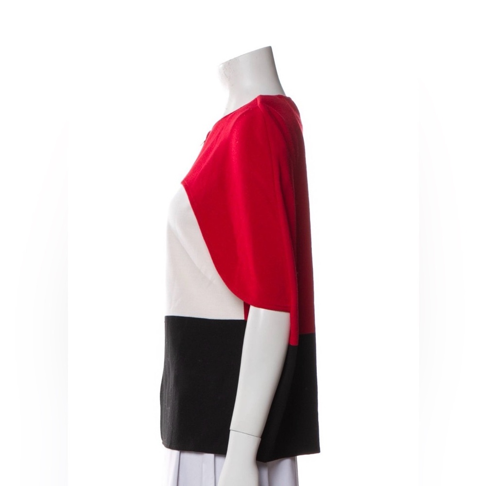 ST JOHN KNIT RED WHITE BLACK  KNIT Colorblock Cape Jacket - Size P (Small) - Picture 6 of 14